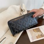 Wholesale Women'S Fashion Rhombus Rivet Zipper Long Coin Purse - Image 8