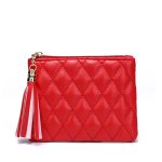 Women'S Fashion Diamond Embroidered Pu Leather Short Tassel Wallet - Image 8