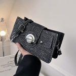 Women Fashion Casual Denim Stitching Canvas Shoulder Bag - Image 8