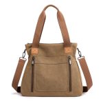 Wholesale Women Casual Hand-Held zipper Large Capacity Canvas Bag - Image 8