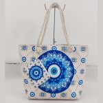 Women Stylish Evil Eye Printed Large-Capacity Canvas Tote Bag - Image 4