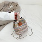 Wholesale Women Fashion Retro Multicolor Straw Bucket Bag - Image 8