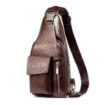 Wholesale Men Casual Vintage Commuter Zipper PU Chest Bag - Image 8