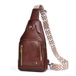 Wholesale Men Casual Vintage Commuter Zipper PU Chest Bag - Image 6