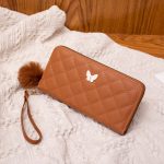 Wholesale Women Fashion Simple And Atmospheric Rhombus Embroidered Bow Hair Ball Decoration Multi-Card Coin Purse - Image 9
