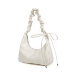 Wholesale Women Fashion Casual Solid Color Pleated Lace-Up Shoulder Bag
