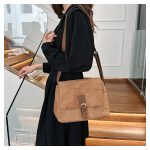 Women Fashion Retro Solid Color Frosted Shoulder Bag - Image 4