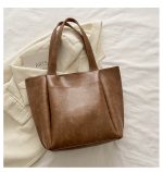 Women Retro Casual Simple Solid Color Large Capacity Tote Bag - Image 2