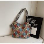 Wholesale Women Fashion Casual Contrast Color Printed Large-Capacity Shoulder Bag