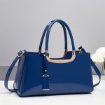 Wholesale Women Fashion Casual Solid Color Patent Leather Handbag - Image 4