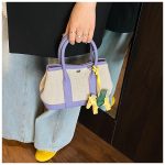 Women Fashion Splicing Pony Pendant Handbag - Image 2