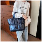 Wholesale Women Fashion Solid Color Large Capacity Cotton-Padded Handbag - Image 3