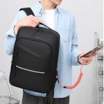 Men Casual Commuter Solid Color Oxford Usb Backpacks Bag - Image 2
