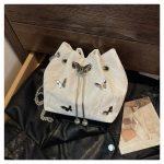 Wholesale Women Fashion Solid Color Butterfly Decoration Bucket Shoulder Bag