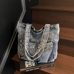 Wholesale Women Fashion Casual Large Capacity Denim Tote Bag