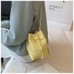 Wholesale Women Fashion Solid Color Woven Pu Bucket Shoulder Bag - Image 5