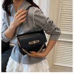 Wholesale Women Fashion Casual Solid Color Lock Small Square Chain Shoulder Bag - Image 4
