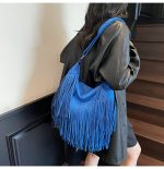 Women Fashion Casual Retro Large Capacity Tassel Frosted Shoulder Bag - Image 2