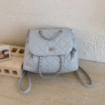 Wholesale Women Fashion Casual Solid Color Rhombus Chain Backpack