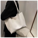 Women Fashion Casual Simple Solid Color Large Capacity Tote Bag - Image 2