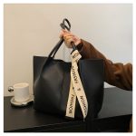 Women Casual Simple Solid Color Large Capacity Tote Bag - Image 2