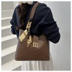 Wholesale Women Fashion Casual Simple Solid Color Silk Scarf Tote Bag - Image 4