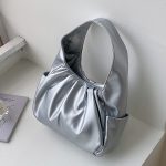 Women Fashion Casual Solid Color Soft Leather Cattle Cloud Folded Handbag - Image 2