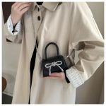 Women Fashion Solid Color Rhinestone Bowknot Crossbody Bag - Image 3