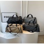 Wholesale Men Leisure Sports Basic Solid Color Large Capacity Patent Leather Duffle Bag - Image 4