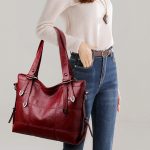 Women Fashion Casual Solid Color Pu Soft Leather Large Capacity Water-Repellent Tote Bag - Image 4