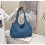Wholesale Women Fashion Casual Large Capacity Denim Shoulder Bag - Image 2