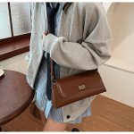 Wholesale Women Fashion Retro Solid Color Rectangular Shoulder Bag - Image 4