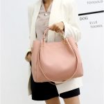Wholesale Women Fashion Casual Solid Color Bucket Large Capacity Handbag Four-Piece Bag Set - Image 5