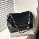 Women Fashion Simple Solid Color Chain Shoulder Bag