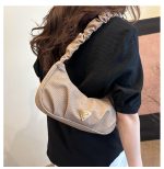 Women Fashion Casual Solid Color Pleated Lace-Up Shoulder Bag - Image 4