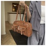 Women Fashion Casual Simple Solid Color Large Capacity Shoulder Bag - Image 3