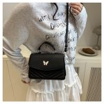 Wholesale Women Fashion Casual Solid Color Butterfly Clasp Small Square Crossbody Bag - Image 4