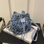 Wholesale Women Fashion Casual Tie-Dye Denim Bucket Crossbody Bag