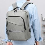 Men Casual Commuter Solid Color Oxford Usb Backpacks Bag - Image 3