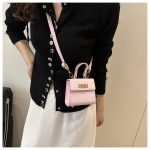 Women Fashion Casual Solid Color Stone Pattern Mini Lock Small Square Crossbody Bag - Image 3
