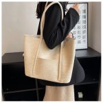 Women Fashion Casual Solid Color Large Capacity Stone Pattern Handbag - Image 7