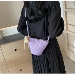 Wholesale Women Fashion Elegant Solid Color Handmade Woven Ribbon Crossbody Bag - Image 3