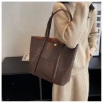 Women Fashion Casual Solid Color Large Capacity Stone Pattern Handbag - Image 2