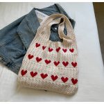 Wholesale Women Fashion Casual Knitted Love Large Capacity Shoulder Bag - Image 2
