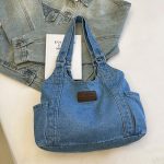 Wholesale Women Fashion Casual Large Capacity Denim Shoulder Bag