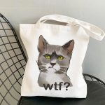 Wholesale Fashion Cute Cartoon Cat Printed Large Capacity Canvas Shoulder Bag - Image 3