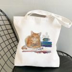 Wholesale Fashion Cute Cartoon Cat Printed Large Capacity Canvas Shoulder Bag - Image 12