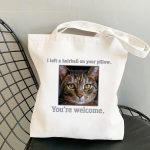 Wholesale Fashion Cute Cartoon Cat Printed Large Capacity Canvas Shoulder Bag - Image 14