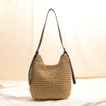 Stylish Spacious Woven Crossbody Bag with PU Strap - Image 4