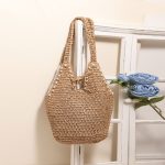 Stylish Large Pearl-Embellished Straw Shoulder Bag - Image 4